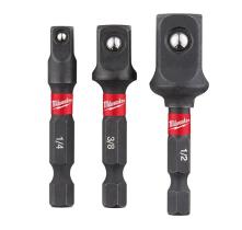 MILWAUKEE 4932479228 - Juego de 3 adaptadores de llave de vaso (1/4 + 3/8 + 1/2).